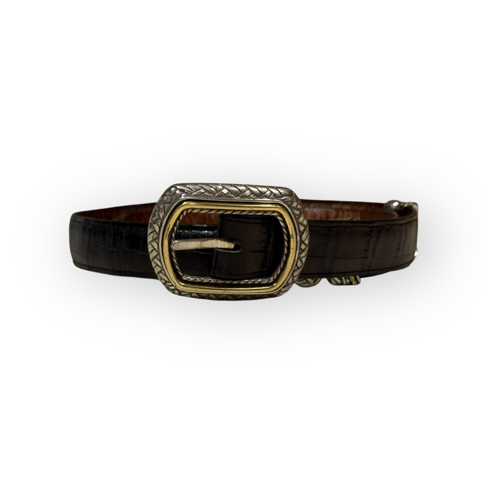 Vintage Brighton Women's Reversible Leather Belt Brown/Black-Gold/Silver Sz S/28 - Picture 4 of 9